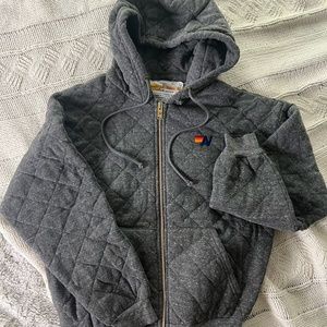 Women’s Aviator Nation Gray Quilted Zip Hoodie Small